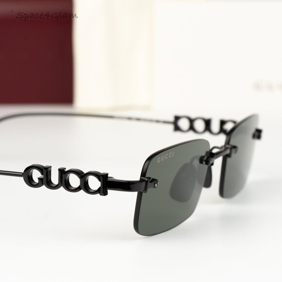 Gucci Women Sunglasses Black Grey Rectangle GG1808S 001 NEW AUTHENTIC main image 4